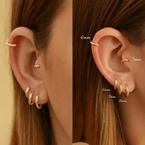 14K Gold Plated Stainless Steel Huggie Hoop Earrings Unisex Lightweight Minimalist Small Hoops Hypoallergenic Nickel-free