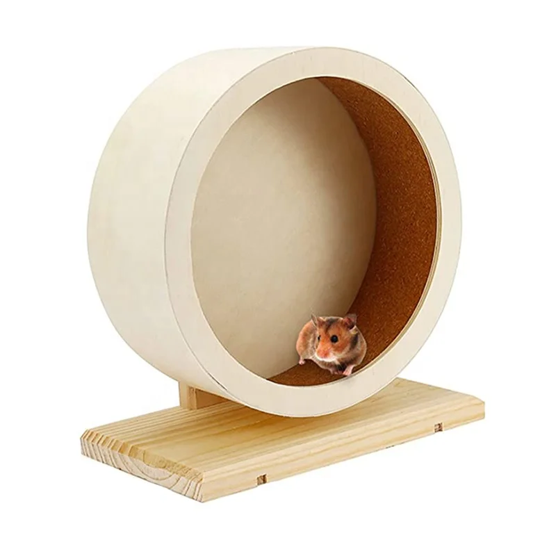 Small Animal Silent Mouse Running Spinner Wheel Toy Wooden Hamster