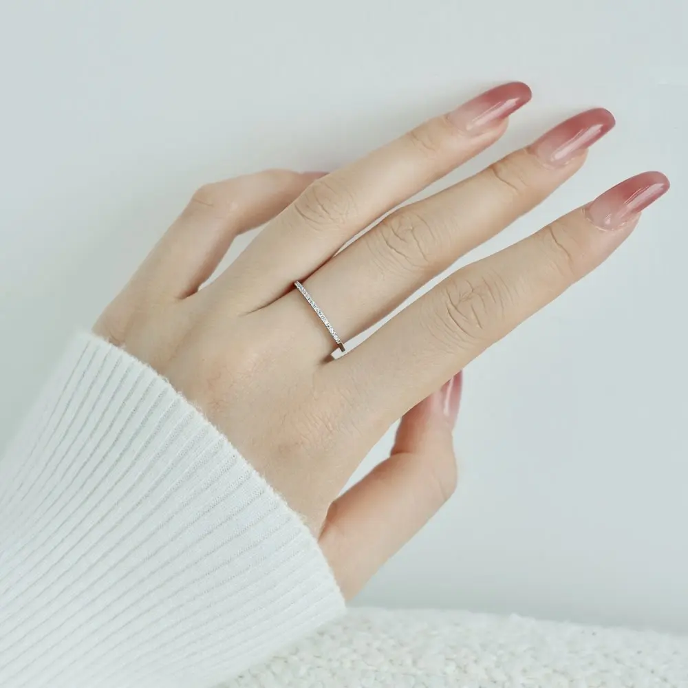 KAKODIY Simple Thin 925 Sterling Silver Boutique Jewelry Ring Boutique Luxurious Rose Gold Row Cubic Zirconia Zirconia Women's Engagement Ring detail 1
