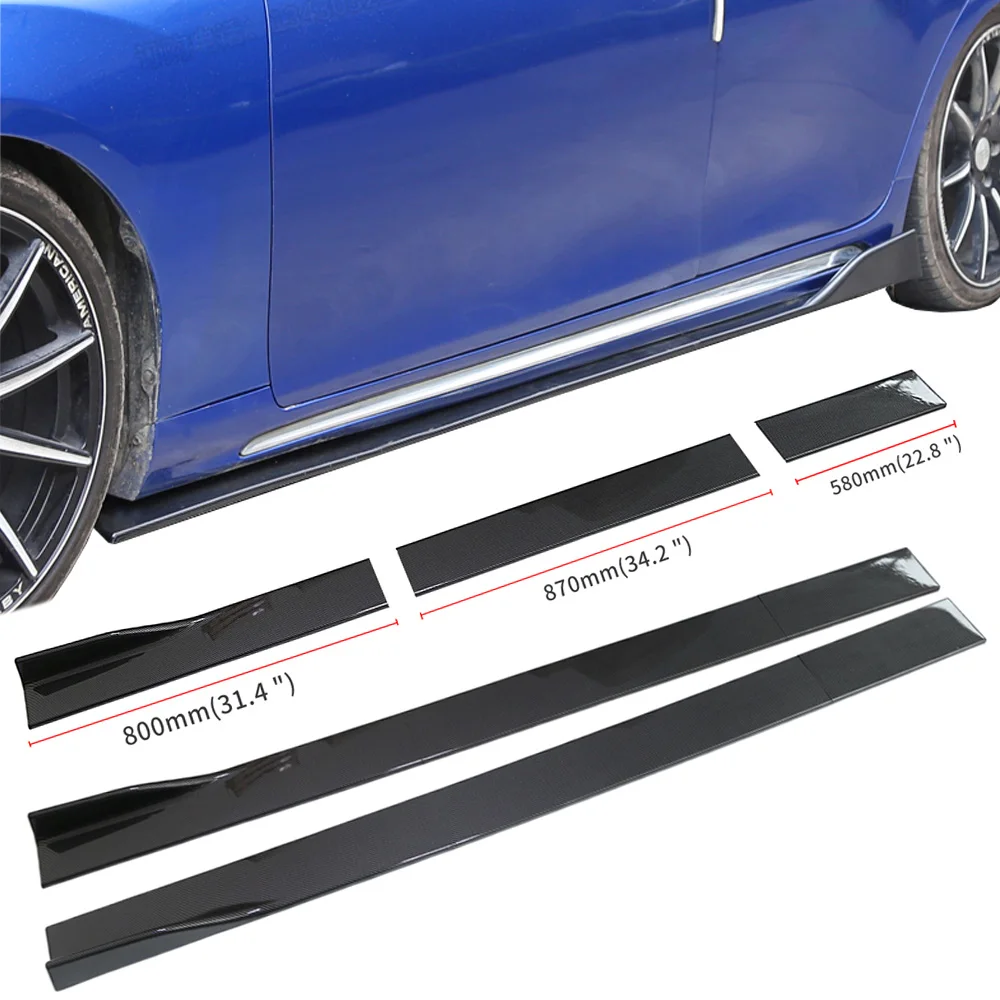 accessori auto 6 pcs 2.2m minigonne laterali universali, 86.6 pollici acqua  stampato film in fibra di carbonio