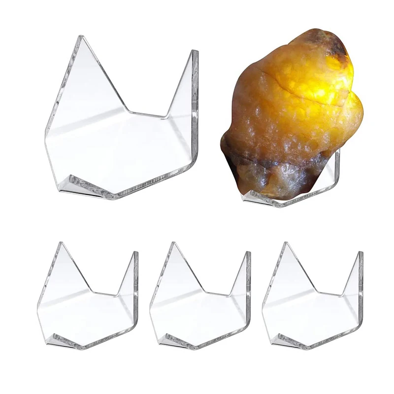 Clear Plastic Display Easel Stand Small Collectibles Display Stands Coin Display Easel for Geodes Crystal Rock Mineral Agate Fossil Coral 50 Pcs Acrylic Triangle Display Holder 