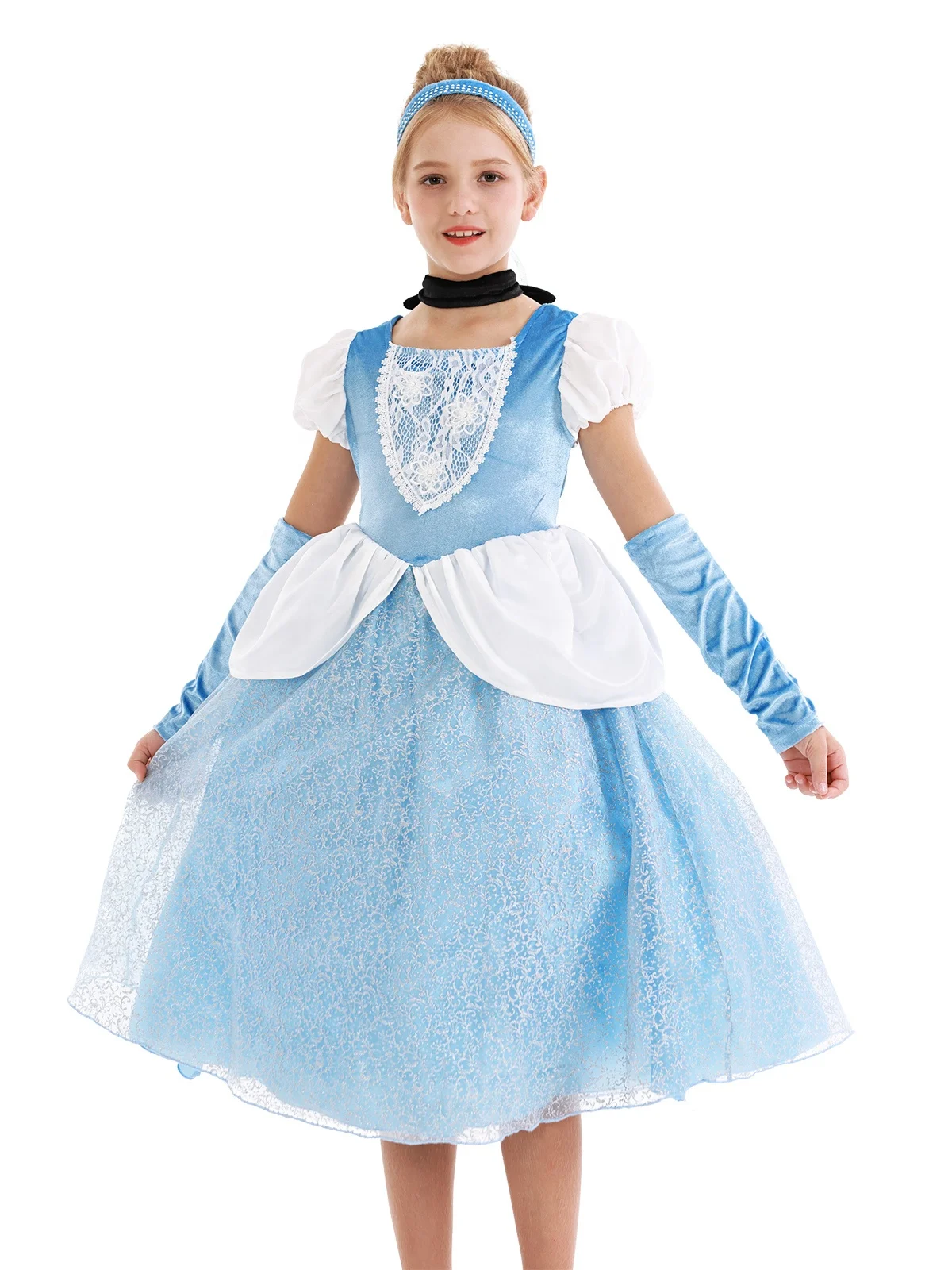 Girls Princess Dress Puff Sleeve Halloween Costume Birthday Party Gown for  Children Kids Elsa Role Snow White Girls Fancy Dress
