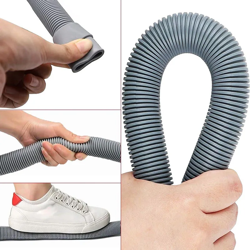 Manual Drain Hose with Right Angle End for Hotel Washing Machines Plastic Hose Connector and 2 Clamps Included