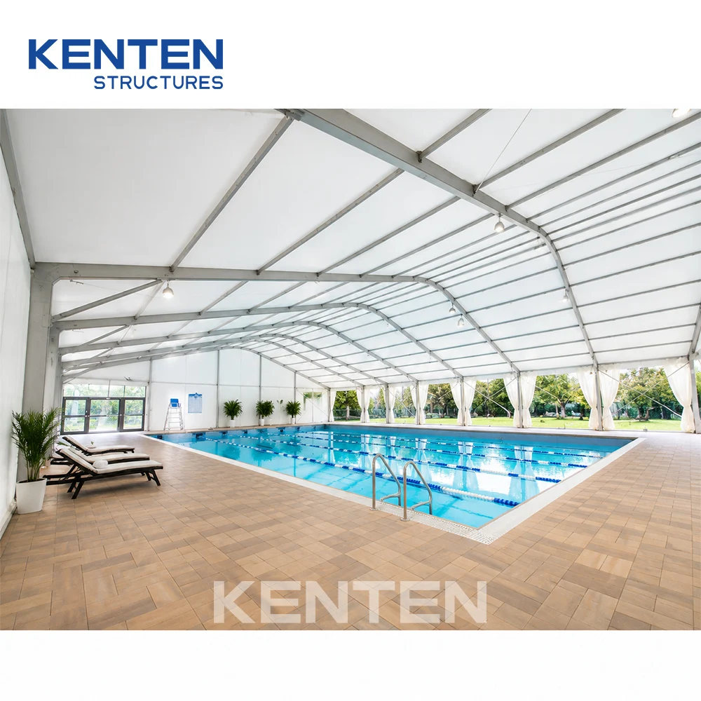 KENTEN High Quality Aluminum Frame Pvc Pool Roof Swimming Canopy Hard Cover Enclosed Cover Outdoor Sports Tent for Swimming Pool