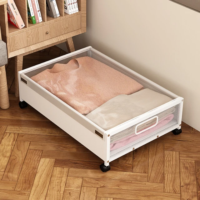 4 Cassetti Portaoggetti Scorrevoli Sotto Letto Con Ruote - Contenitori In Metallo Per Scarpe, Vestiti, Libri, Coperte - 5