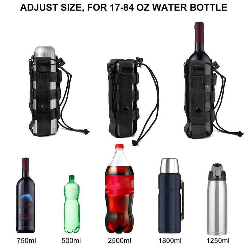 Go Time Gear MOLLE Water Bottle Holder - Tactical Hydration Pouch Fits 40oz Bottles