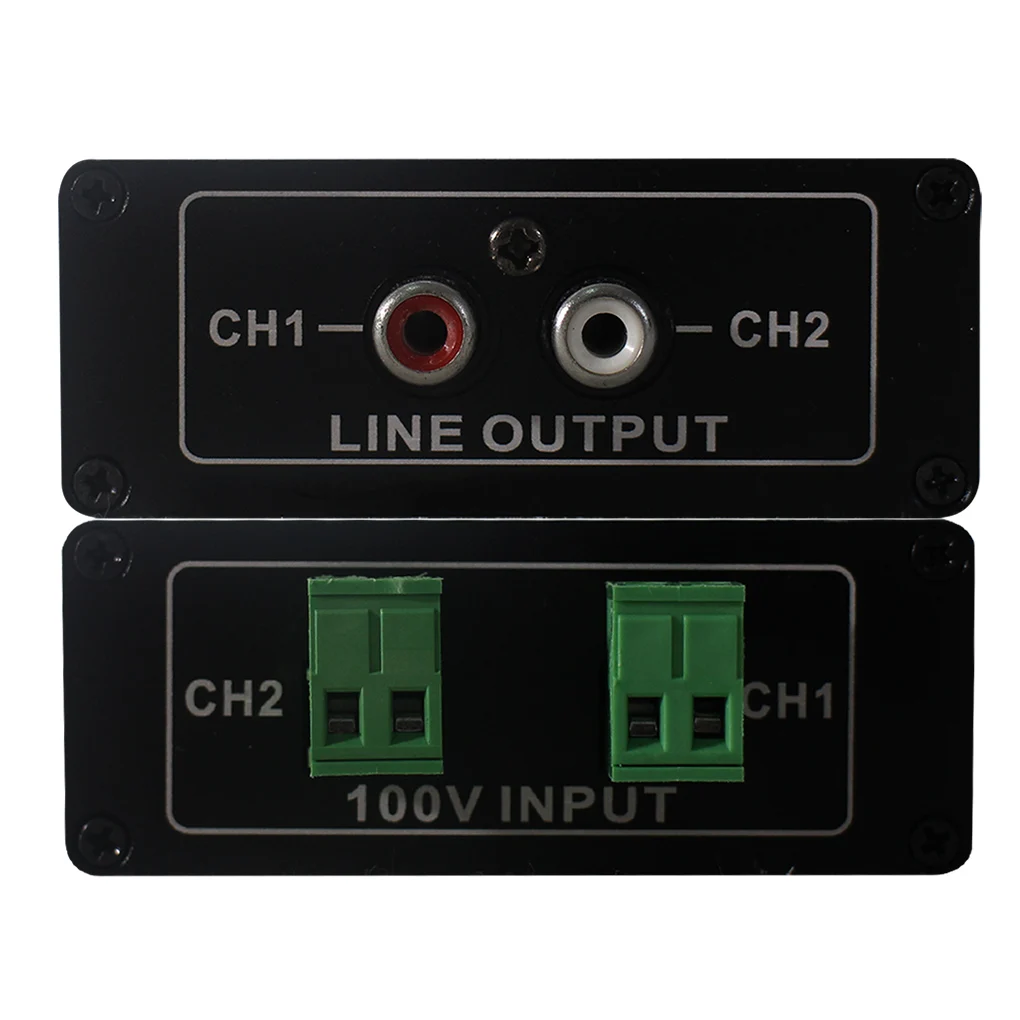 2 Channel 100V Input 1.3V Line Output Aluminum Audio Converter for 100V Speaker Systems