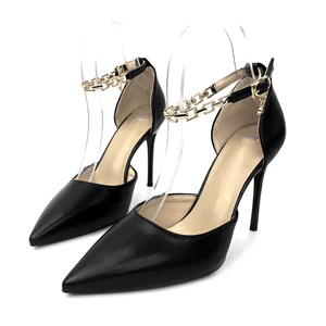 Luxury Dress Wedding Bridal Pointed End Ladies High Heel Shoes Women Sandal Office Stiletto Fashion Metal Chain Heels Designer