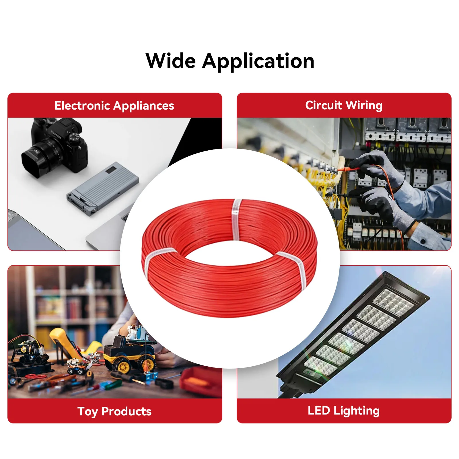 Awm 1007 Electronic Wires 28 26 24 22 20 18 16AWG Single-Core Cable 20AWG 22AWG 24AWG 26AWG 28AWG 80℃ 300V PVC 1007 Hook-up Wire插图3