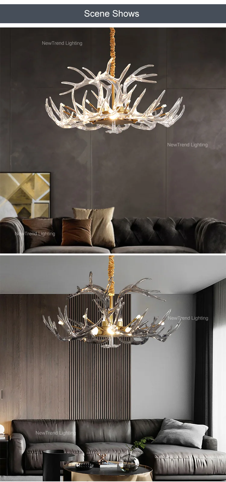 cpl 214 modern design indoor decoration custom hotel villa club gallery home dining living room metal acrylic antler branch chandelier-4