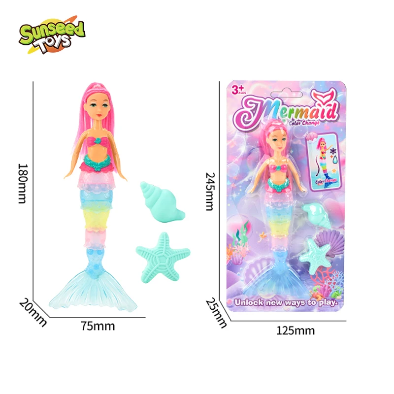 Magic Mermaid Doll Color Change Tail Water 1:12 Scale Plastic Mini