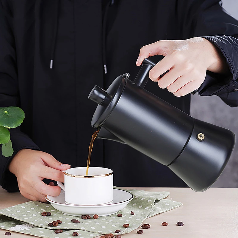 Custom Logo Stovetop Espresso Maker Stainless Steel Italian Coffee Machine Maker 3Cup 6Cup Moka Pot Induction Espresso Pot factory