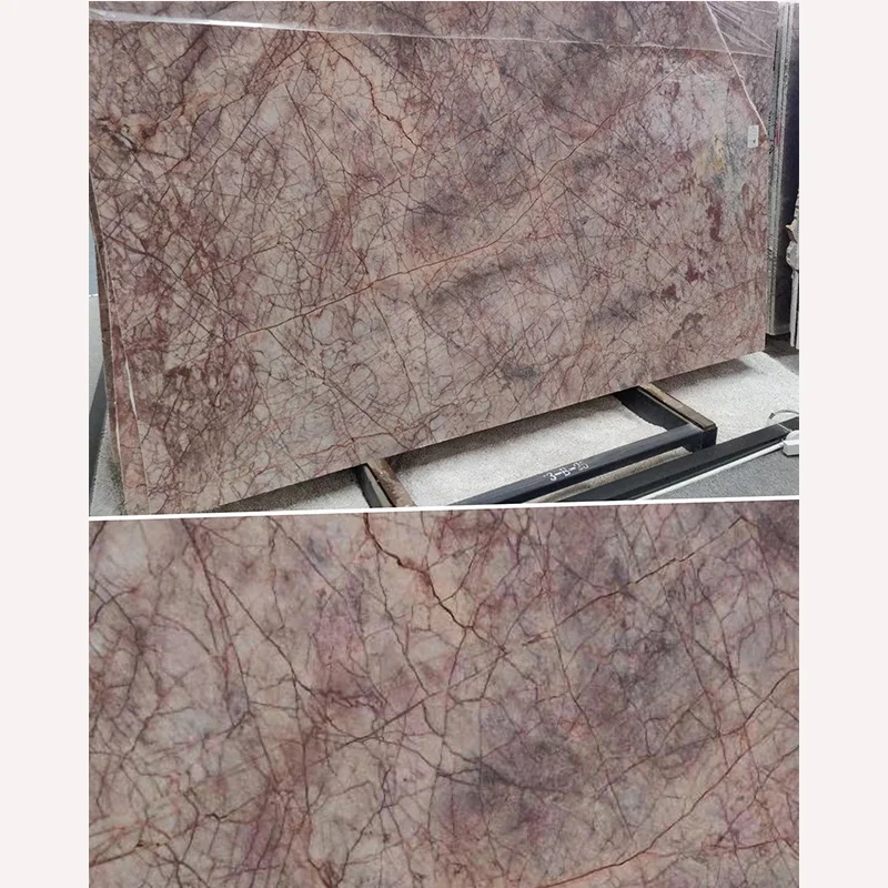 Plaques de marbre rouge sur mesure, très prisées, pour la décoration intérieure résidentielle et hôtelière ; carreaux de marbre rouge pour fond mural