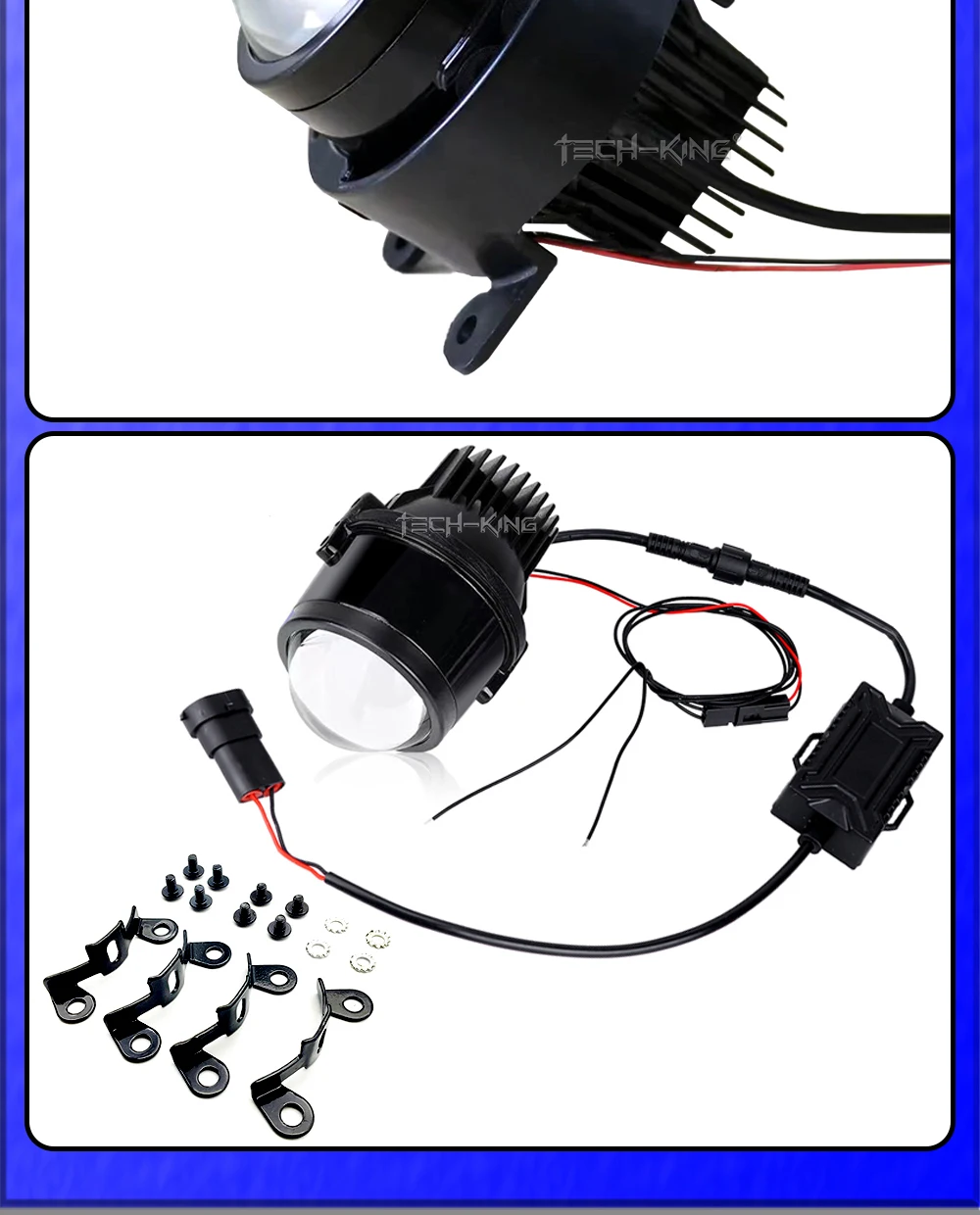 TECH-KING 2.5 inch 6000K 12V 25W Car Auto Lighting System Xenon projector with Bracket Bi LED Projector Lens Fog Light