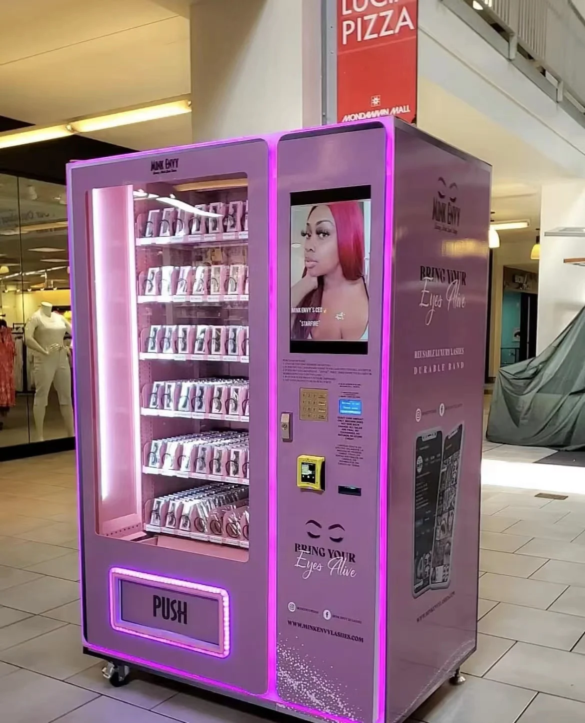 JW Smart Robot Custom pink Vending Machine Sunglasses Lashes Eyelash Beauty Makeups Vending Machine With Card Reader