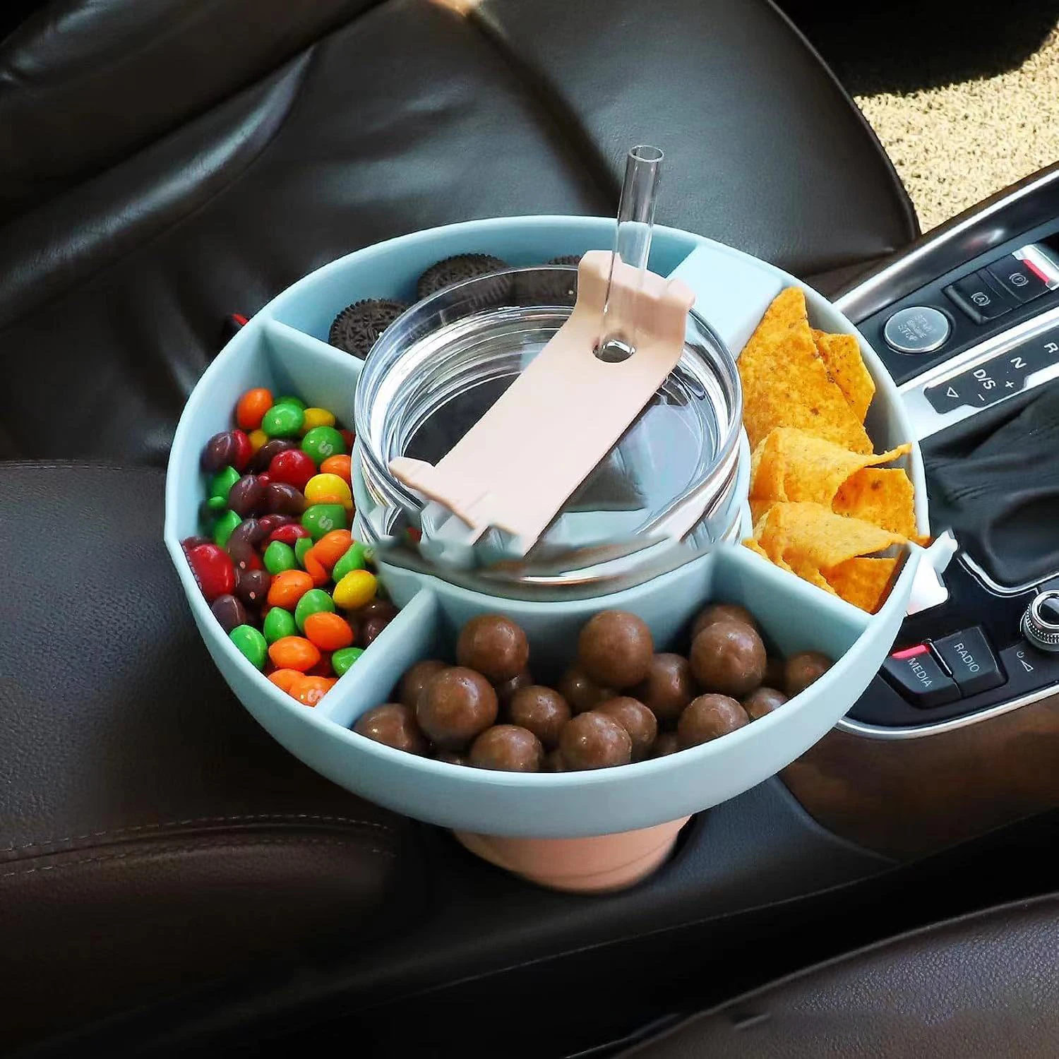 4 Compartment Round Customized Dried Fruit Silicone Divider Snack Plate