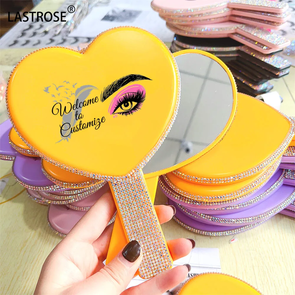 Custom Handheld Mirror Square Heart Shape Mirror Wholesale Eyelash Vendor Custom Mirror With