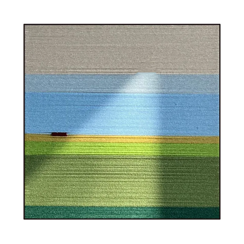 Textured Landscape Wall Art Canvas Print Layered Sky Field Green Blue Neutral Earthy Tones Minimalist Wabi Sabi Living Room