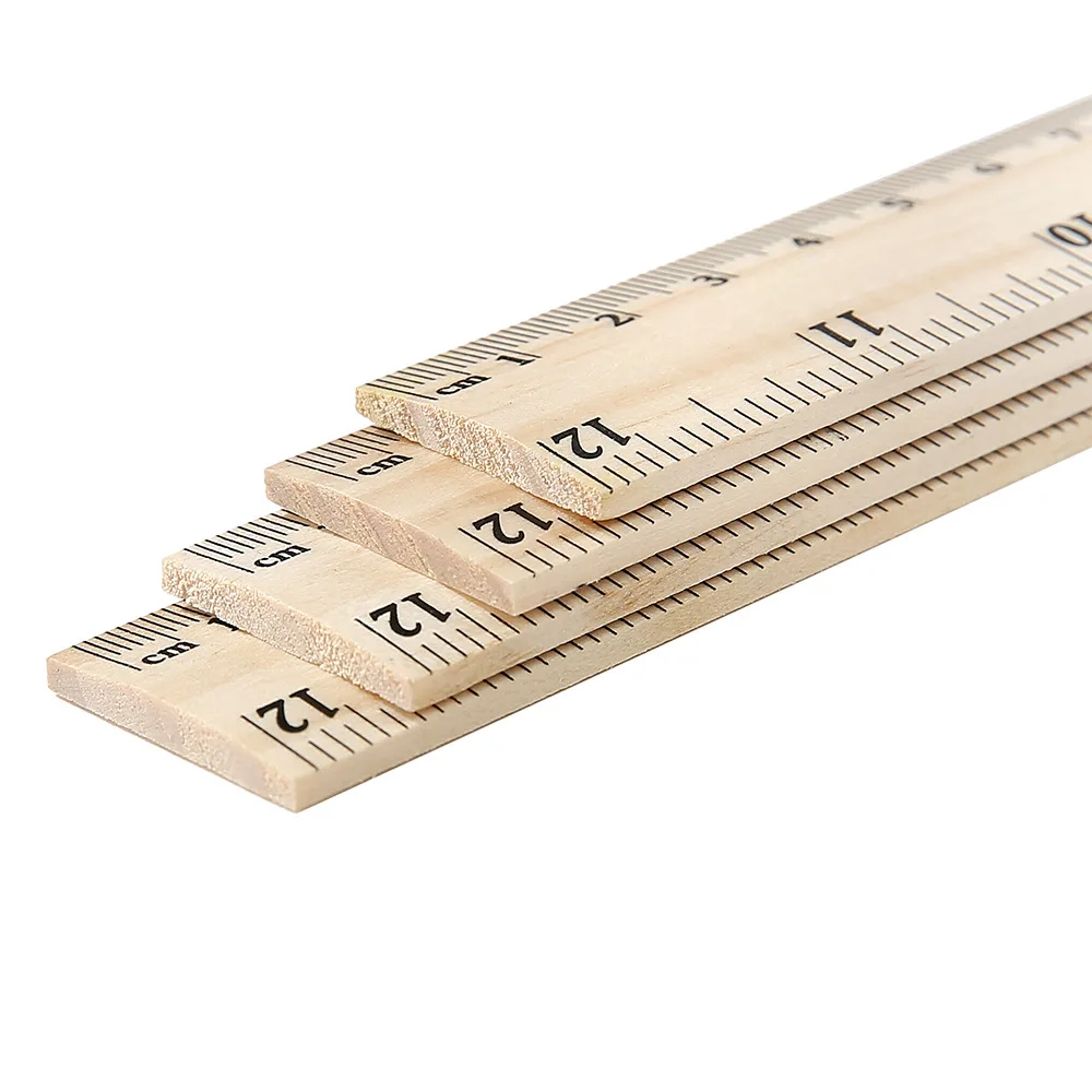 Single-sided Double-scale Ruler Student Stationery Rulers 30cm Wooden Customized Logo Tailoring Set and Big Kit Wood Scale 5pcs