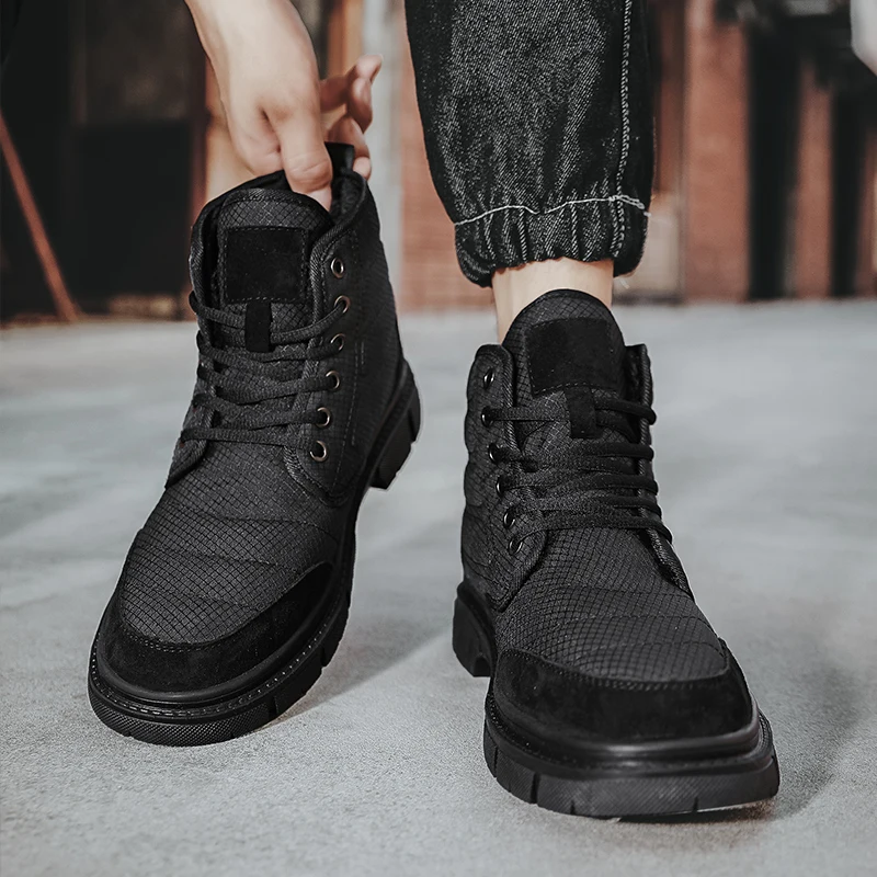 Custom Logo Snow boots High Top Boots For Men Wholesale Leather Shoes Rubber Sole Work Outdoor Hiking Mans Boots For Men