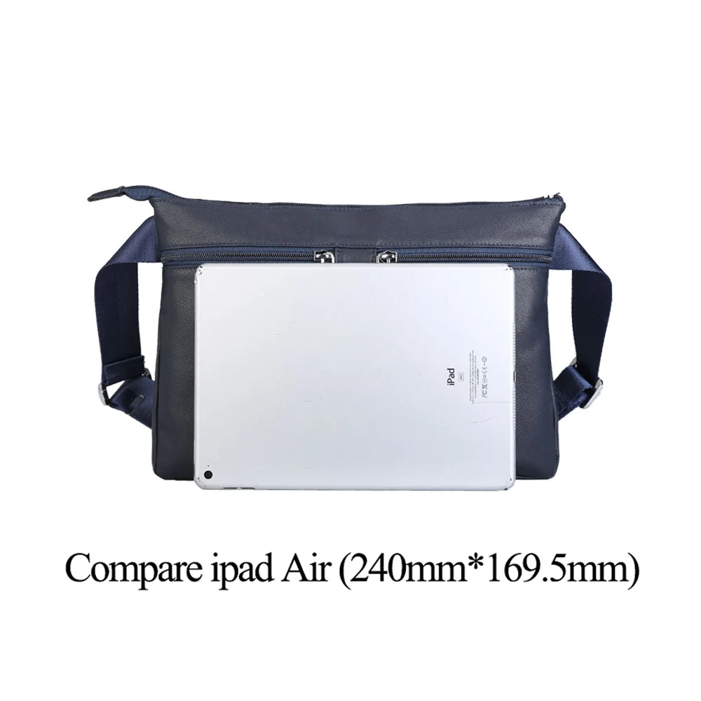 Tiding Brand Custom Blue Thin Minimalist Japanese Style Genuine Leather Crossbody Messenger Bag