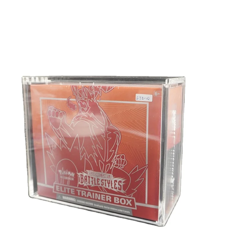 Custom Clear UV-Resistant Pokemoned Elite Trainer Box Protective Case Acrylic ETB Display Case with Finger Hole