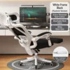 White frame black mesh + headrest + padded footrest