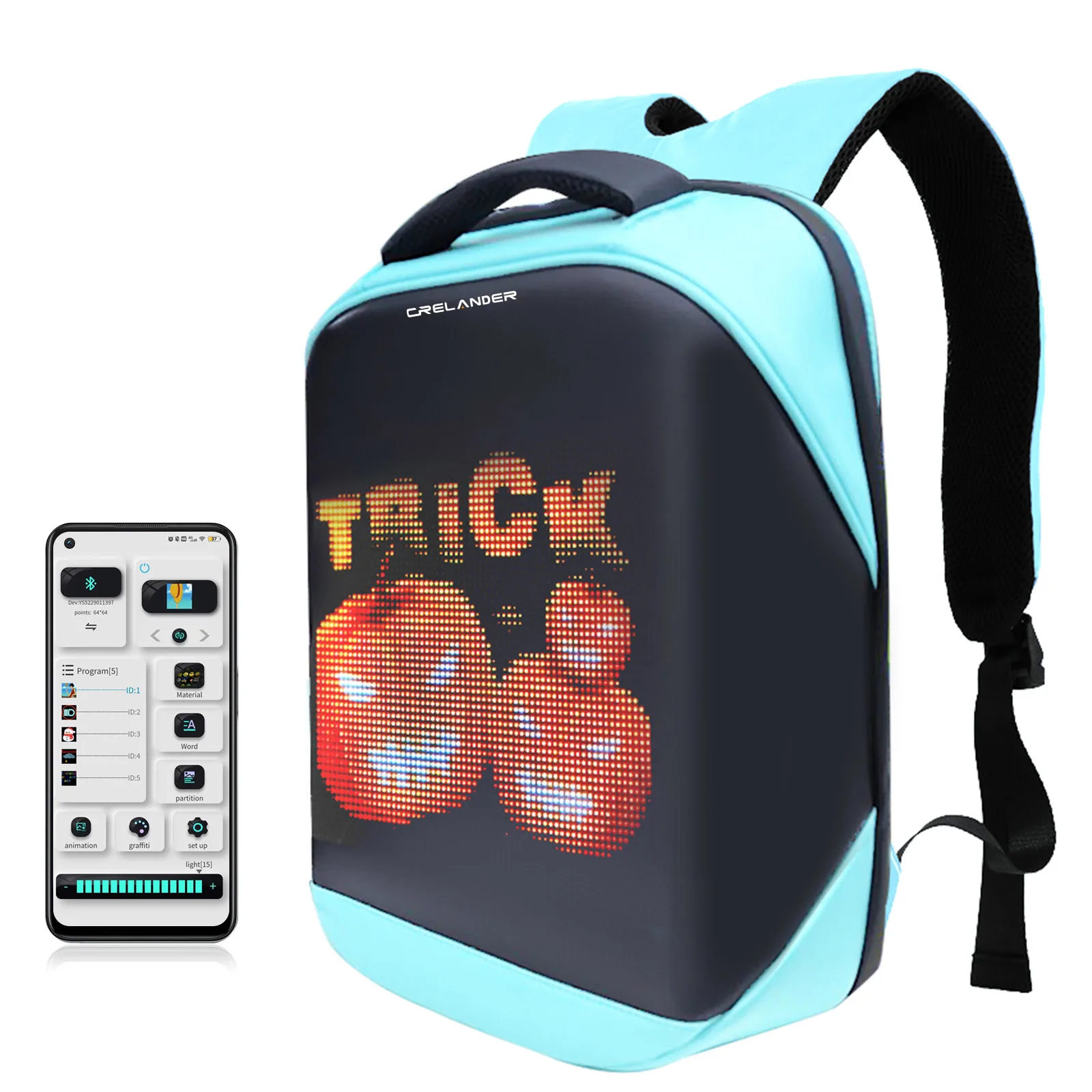 CRELANDER LED Backpack - Smart APP Control & Waterproof