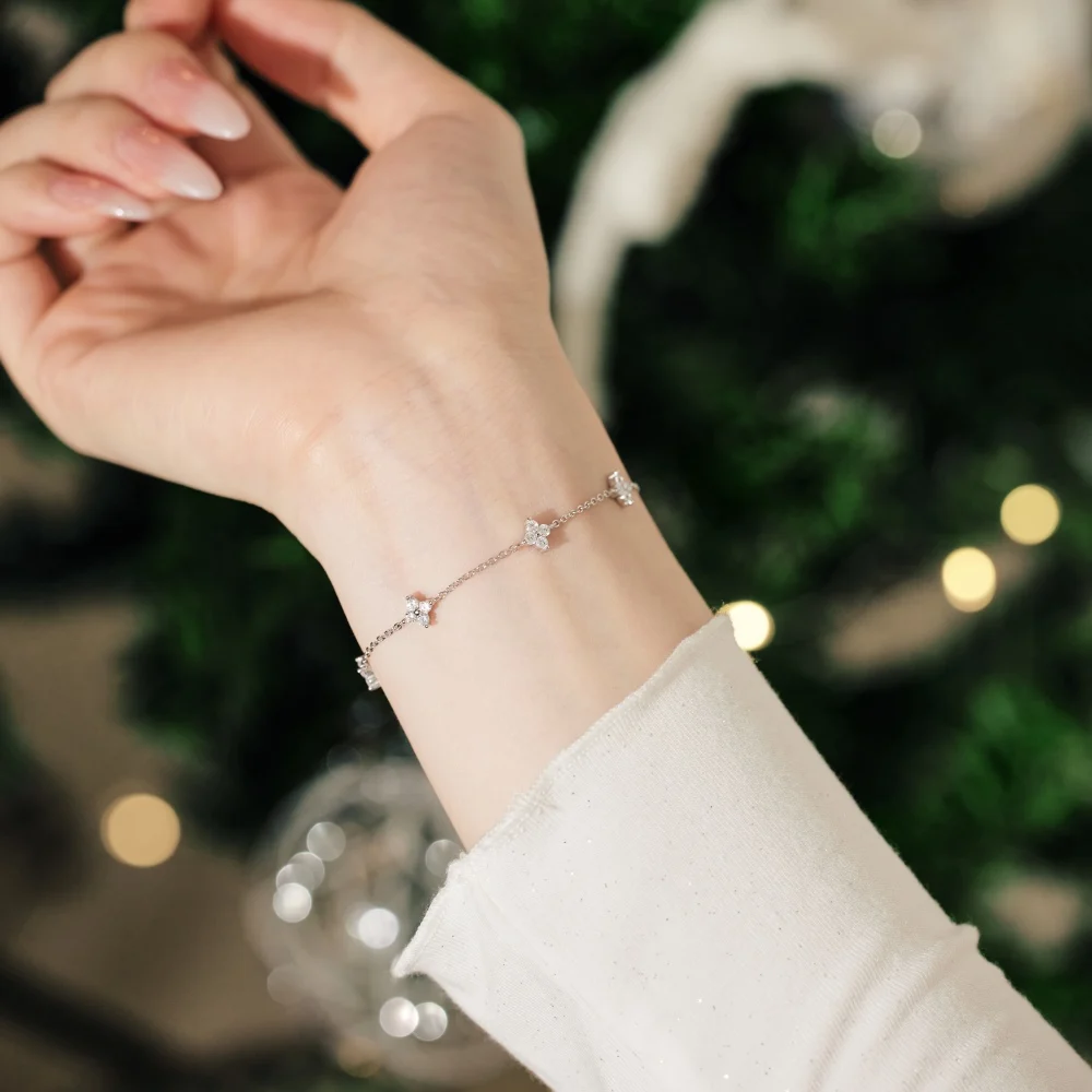 KAKODIY Trusted Jewelry Rhodium 18K Gold Plated 925 Sterling Silver Chain Four Leaf Clover 5A Zircon Women's Bracelet detail 8