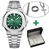 Verde, orologio+3pz+scatola (JZ0113+LT0414+LT0303+lpbox04)