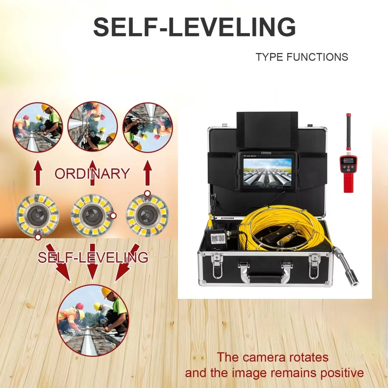 512hz Sonde&self&leveling 200m 1080P Head Sewer Camera 9inch Screen Waterproof Ip68 Pipe Video Inspection Camera Factory Price supplier