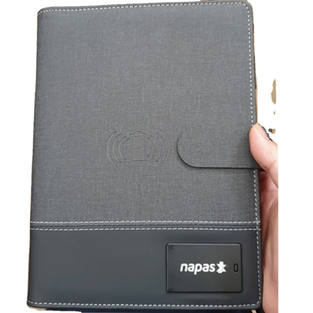 A5 Size Custom Magnetic Wireless Charging Power Bank Diary Notebook Gift 8000mAh