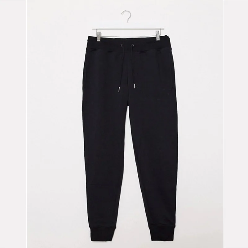 Cotton Plain Black Winter Jogger Pants 