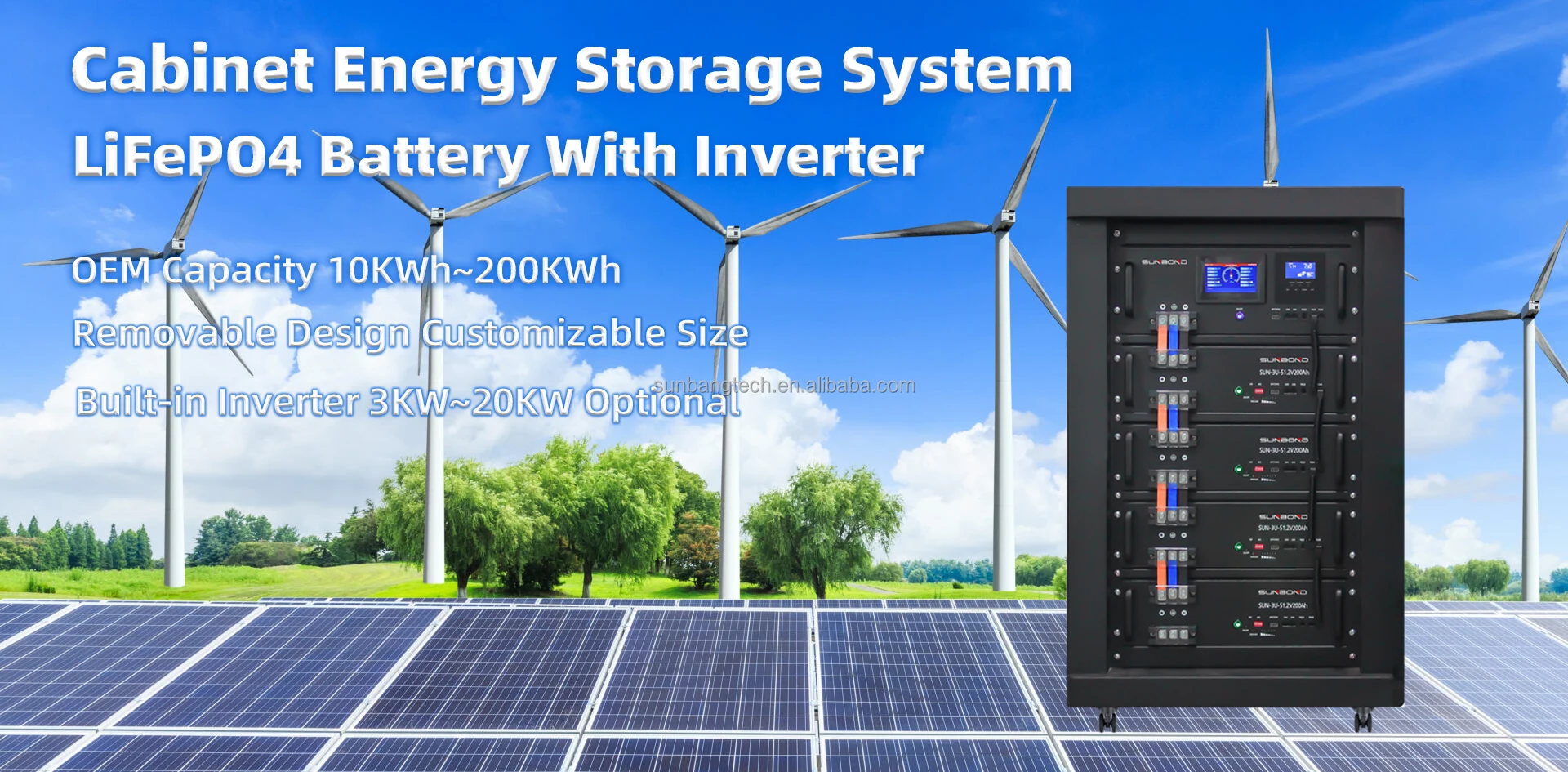 Sunbond 48v 100ah Lifepo4 Battery Pack 512v 200ah Oem Energy Storage System 10kwh 40kwh 100kwh 4466