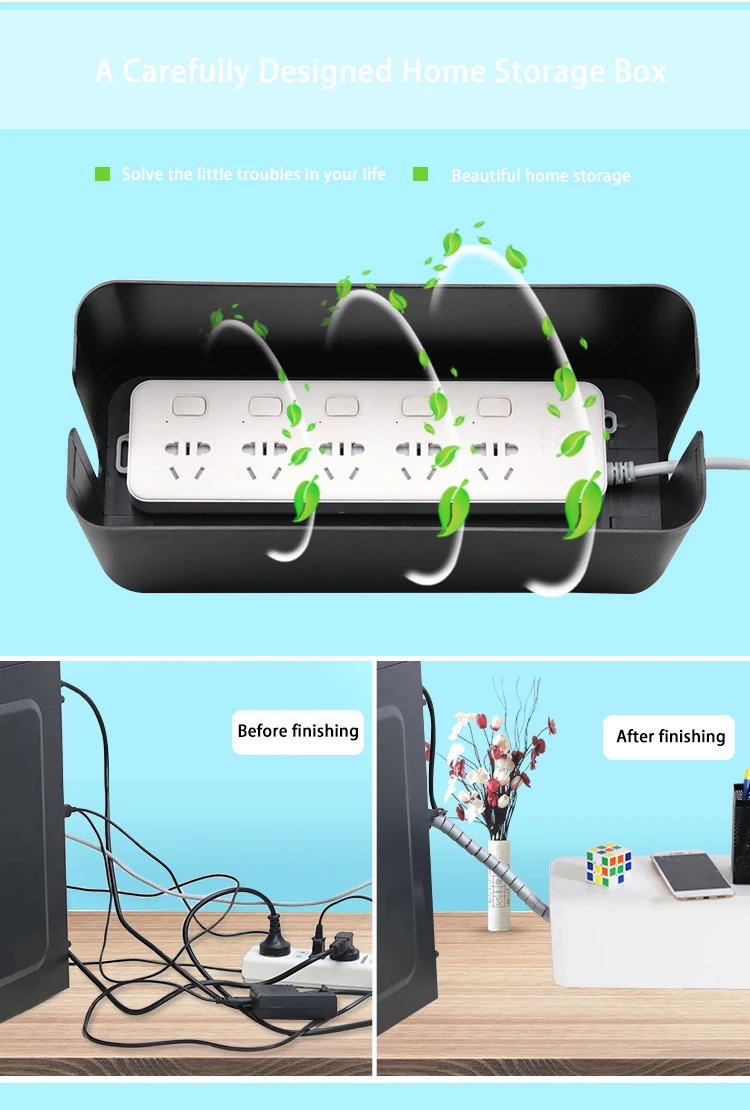 Cable Management Box,Cord Organizer And Cover With Cable Kit Desk