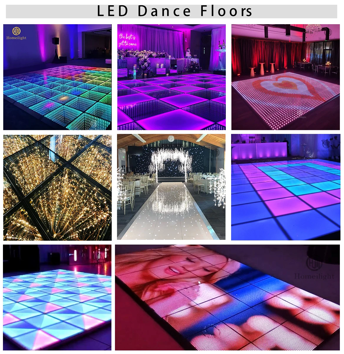 Professional Stage Lighting DMX512 Remote Control LED 3D Mirror Tempered Glass Wedding Stage Dance Floor