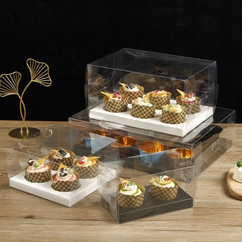 XJH Clear Transparent Cupcake Boxes and Packaging Cake Cookie Boxes With Window Muffin Dragees Holder Dessert Containers