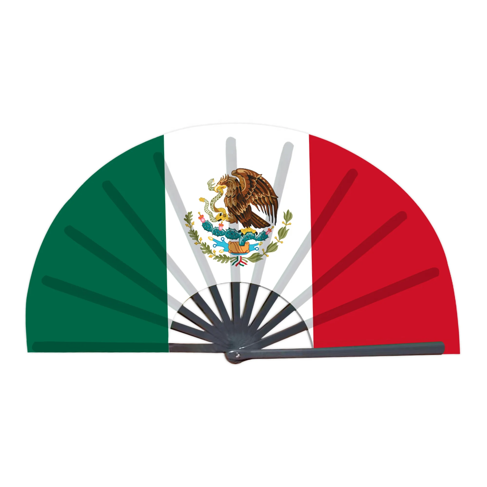Mexikanische Flagge, Handfächer, 33 cm, Lateinamerikanisches Kultursymbol, tragbar, leicht und zum Öffnen und Schließen geeignet, dekorativer Fächer_voghion.com