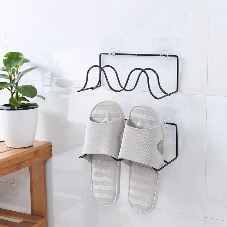 Inicio de doble capa de hierro de baño de pared Zapatillas estante de zapatos de almacenamiento en rack 