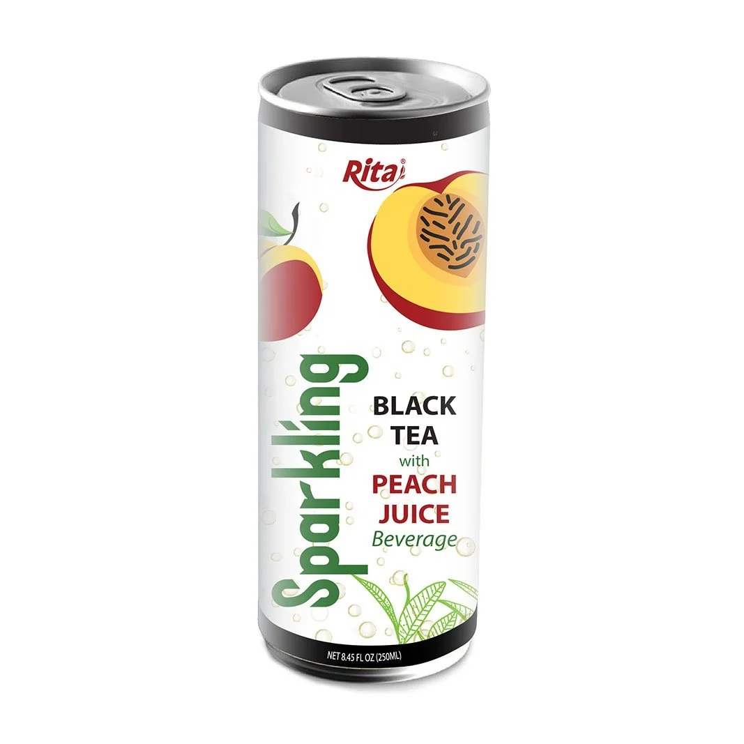 Sparkling Black Tea + Peach Drink 250ml (Packing: 24 Can/ Carton)