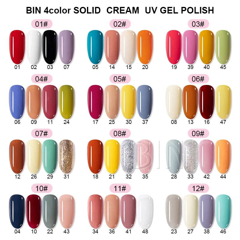 Bin 4 In 1 Resin Solid Cream Pudding Gel 60 Colors Uv Gel Paint Nail ...