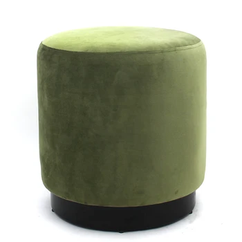 RTS Wedding Use High Quality Fabric Footstool Velvet Tufted Round Seat Colorful Ottoman with Gold Metal Base Stool Pouf