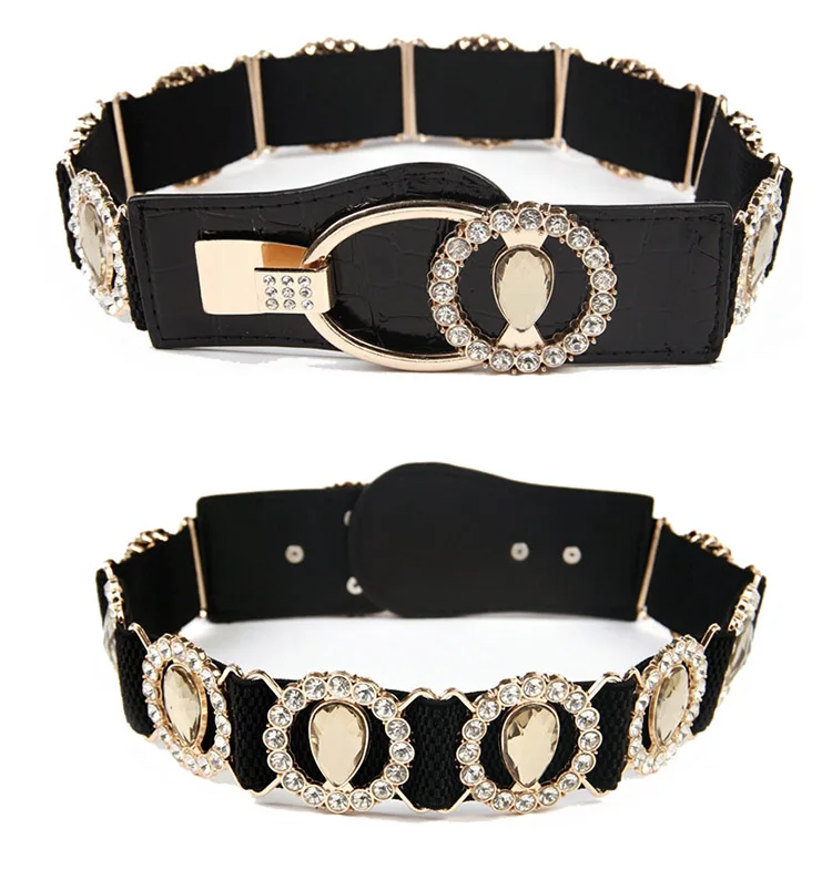 Luxurious Design Sparkling Jewelry Accessory Elegant Rhinestone Crystal  Embellished Stretch Waistband Belt for Prom Dresses