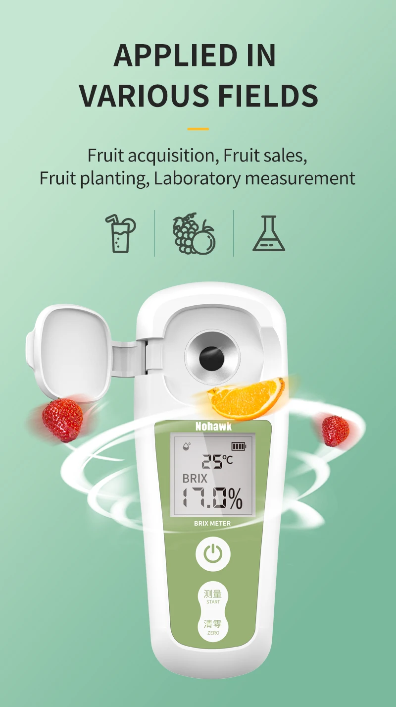 Digital Refractometer - Brix Sugar Meter For Beverages, Fruit Juice, Kombucha (0-58% Range), High Accuracy Portable Tester