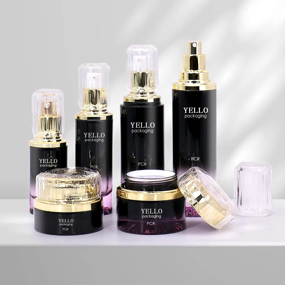 Luxury Glass Cosmetics Packaging Empty Jars Set for Cosmetic Bottle With Glass Jar Skincare Set