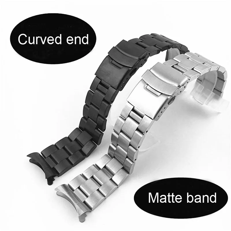 20mm black metal watch band