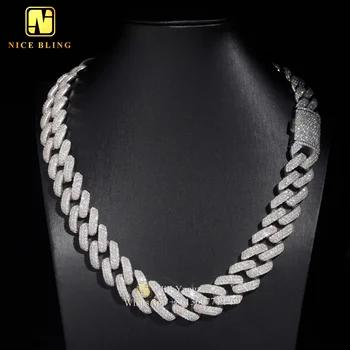 Chunky Chain Heavy Thick 20mm Moissanite cuban Chain 18k Gold Plated Necklace 925 Cuban Link Chain Moissanite Cuban Bracelet