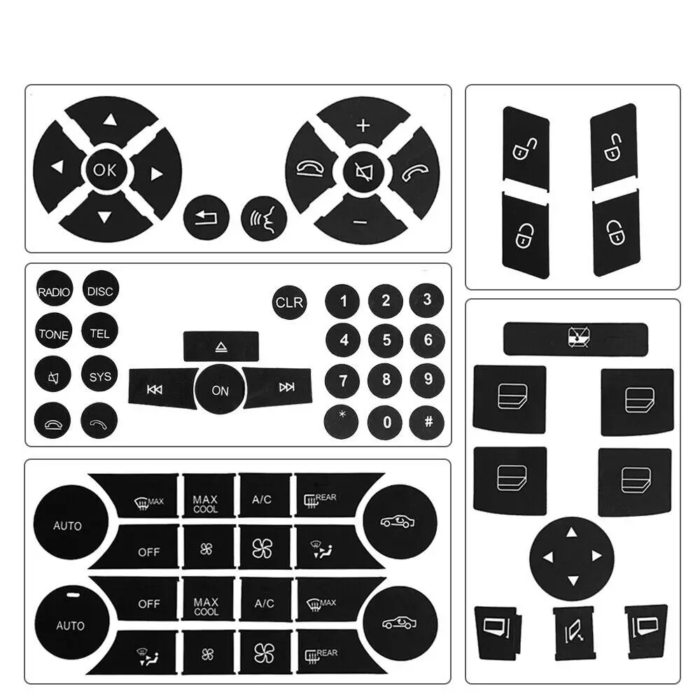 For Mercedes Benz GLK Class X204 C E Class CLS C218 W172 W204 Car Steering Wheel Door Lock Window AC Switch Button Sticker