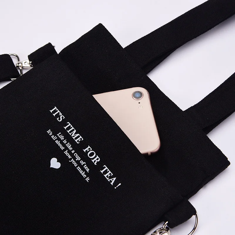 Reusable Insulated Canvas Water Bottle Carrier Adjustable Shoulder Bag