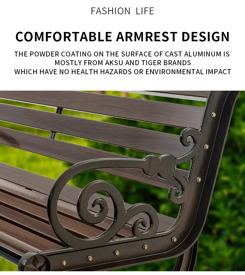 product high quality modern  traditional wave shape bench park chair zinc alloy outdoor school hotel workshop use-60